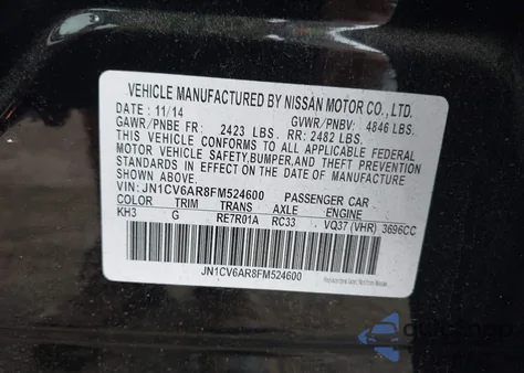 2015 Infiniti Q40 z USA, uszkodzony, nr VIN JN1CV6AR8FM524600